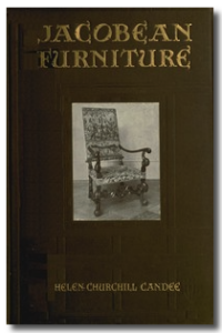 A hardbound book cover. The book’s lettering is in Art Deco style. There is a photo of an elaborate wooden chair.